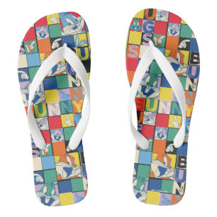 BUGS BUNNY™ Colourful Name and Face Chequered Thongs