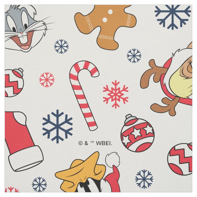 BUGS BUNNY™, DAFFY DUCK™ & Lola Christmas Pattern Fabric (Swatch)