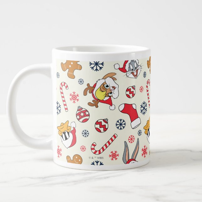 BUGS BUNNY™, DAFFY DUCK™ & Lola Christmas Pattern Large Coffee Mug (Left)