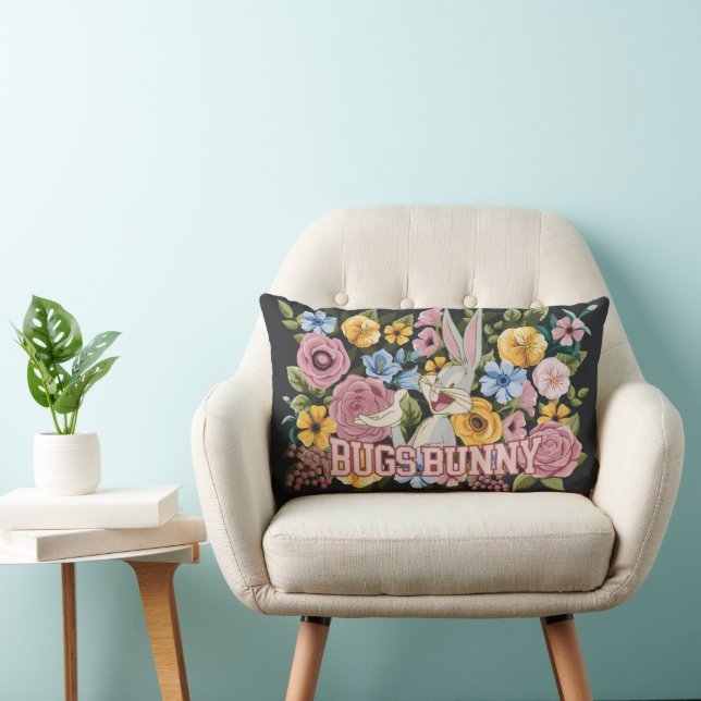 BUGS BUNNY™ Floral Embroidery Graphic Lumbar Cushion (Chair)