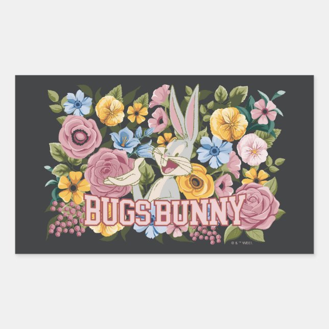 BUGS BUNNY™ Floral Embroidery Graphic Rectangular Sticker (Front)