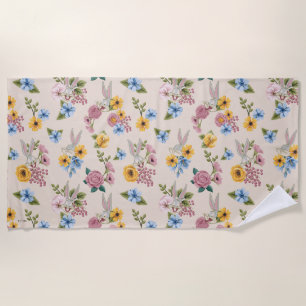 BUGS BUNNY™ Floral Embroidery Pattern Beach Towel