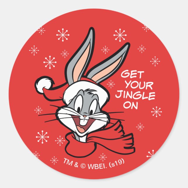 BUGS BUNNY™ Holiday Cheer Classic Round Sticker (Front)