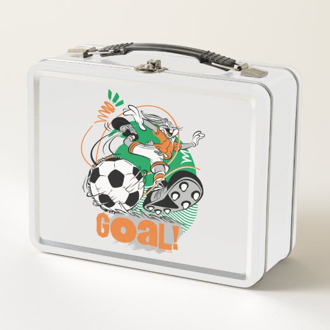 BUGS BUNNY™ Kicking Soccer Goal Metal Lunch Box (Front)