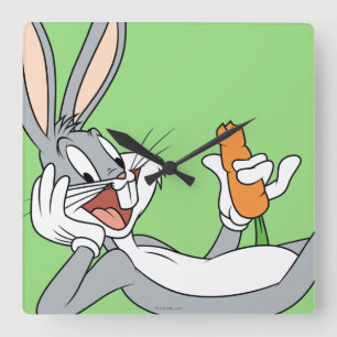 BUGS BUNNY™ Lying Down Eating Carrot Square Wall Clock