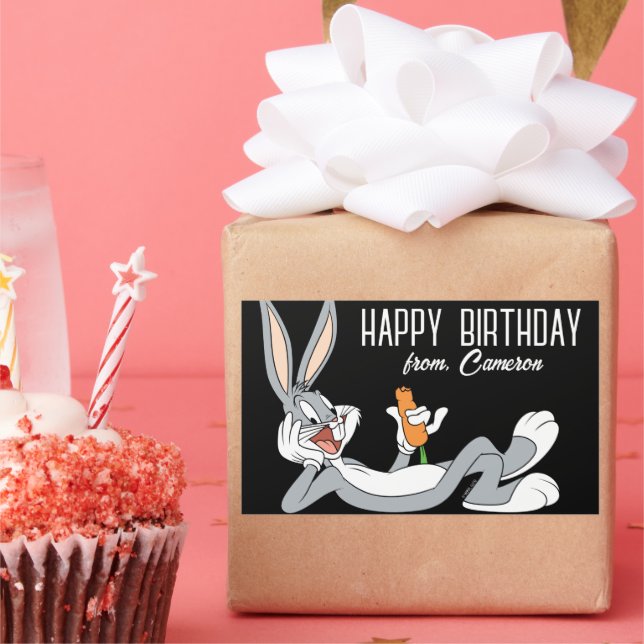 BUGS BUNNY™ Lying Down  | Happy Birthday Rectangular Sticker (Party)