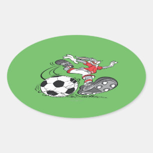 BUGS BUNNY™ Playing Soccer Oval Sticker