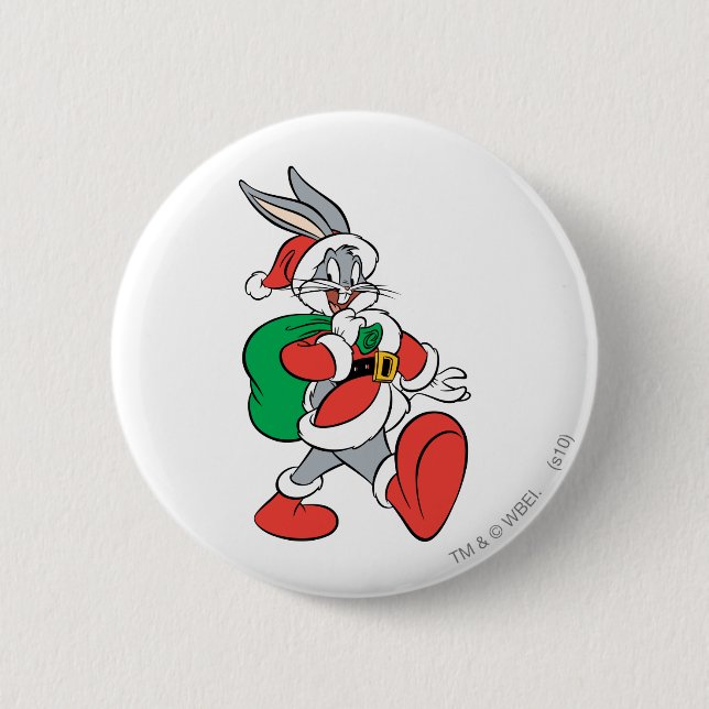 BUGS BUNNY™ Santa 6 Cm Round Badge (Front)