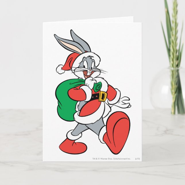 BUGS BUNNY™ Santa Holiday Card (Front)
