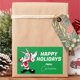 BUGS BUNNY™ Santa Waving   Happy Holidays Rectangular Sticker