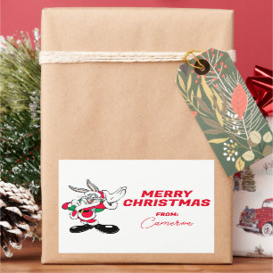 BUGS BUNNY™ Santa Waving   Happy Holidays Rectangular Sticker