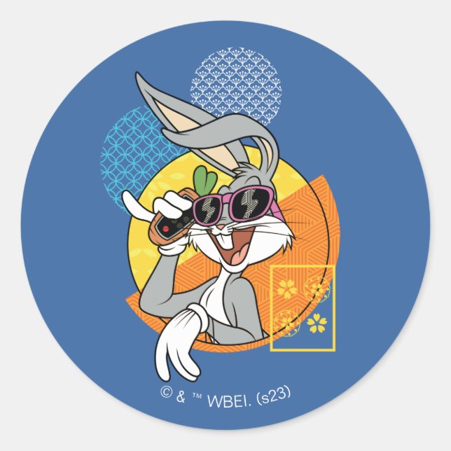 BUGS BUNNY™ Singaporean Vacation Graphic Classic Round Sticker (Front)