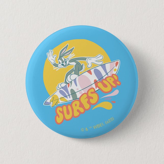 BUGS BUNNY™ - Surfs Up! 6 Cm Round Badge (Front)