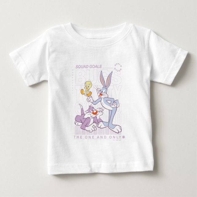 BUGS BUNNY™, TWEETY™, SYLVESTER™ Squad Goals Baby T-Shirt (Front)