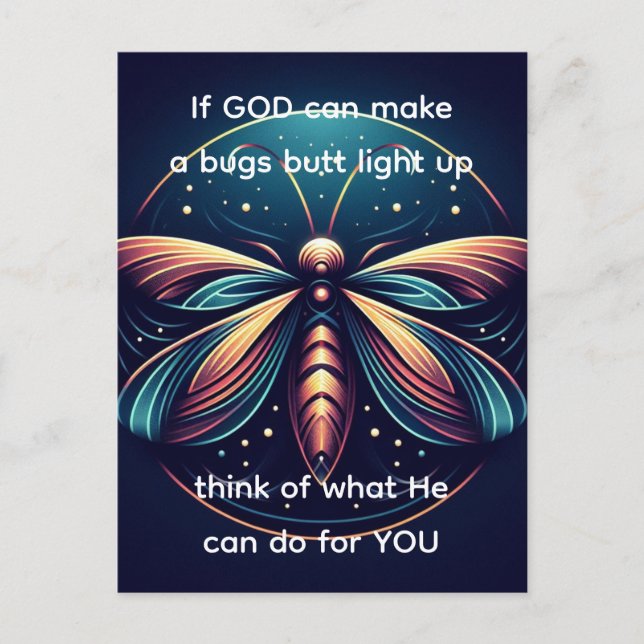 Bugs Butt Light Up Firefly Lightning bug Funny  Postcard (Front)