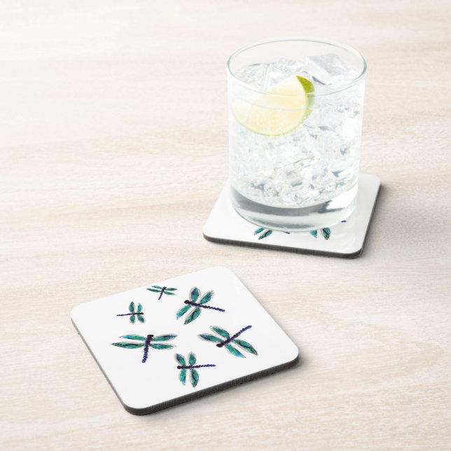 Bugs Dancing Dragonfly Turquoise Coaster (Right Side)