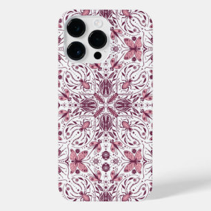 Bugs, dark magenta and pink on white iPhone 14 pro max case