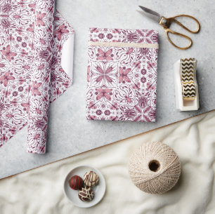 Bugs, dark magenta and pink on white Wrapping Paper