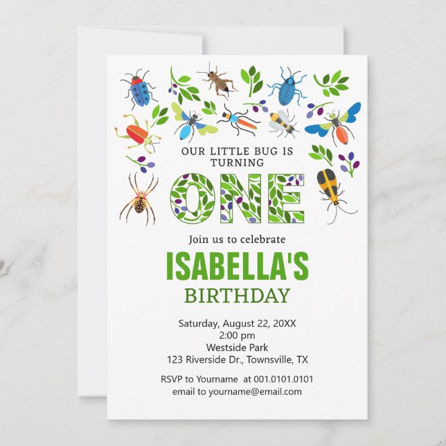 Bugs First Birthday Party Invitation (Front)