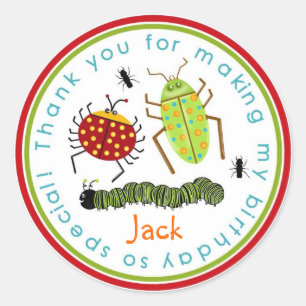 Bugs Insects Ladybugs Ants Birthday Favour Classic Round Sticker