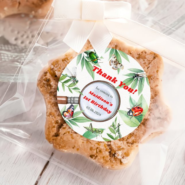 Bugs & Insects Vintage Birthday Party  Classic Round Sticker (Creator Uploaded)