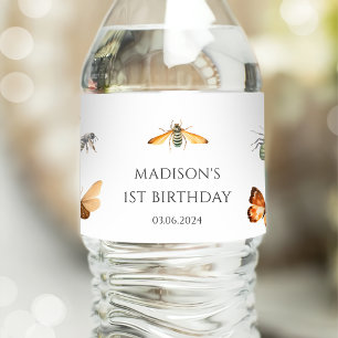 Bugs & Insects Vintage Birthday Party Water Bottle Label