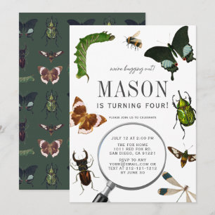 Bugs & Insects Vintage Boy Birthday Invitation