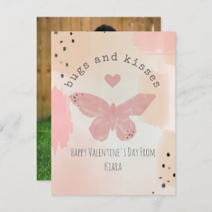 Bugs & Kisses Butterfly Classroom Valentine Photo Postcard