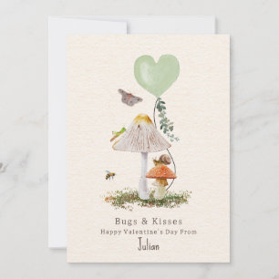 Bugs & Kisses Mushroom Classroom Valentine Card