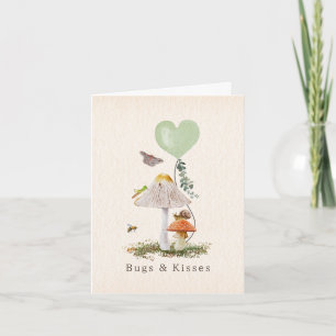 Bugs & Kisses Snail Mushroom Valentine Card