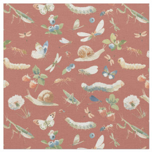 Bugs lover - summer picnic with Insects Rust Fabric