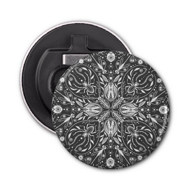 Bugs, off white on black bottle opener (Front)