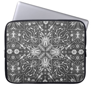 Bugs, off white on black laptop sleeve