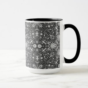 Bugs, off white on black mug