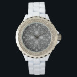 Bugs, off white on black watch<br><div class="desc">Hand-drawn symetrical pattern with various bugs-beetles, butterflies and spiders</div>