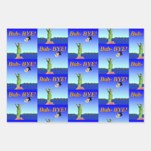 "Buh-BYE" Trump Political Cartoon 2021 New Years Wrapping Paper Sheet