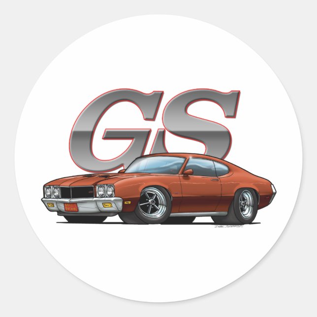 Buick GS_brown Classic Round Sticker (Front)