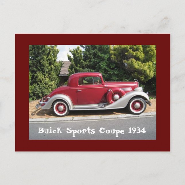 Buick Sports Coupe 1934 Postcard (Front)