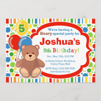 Build A Bear Boy's Birthday Party Invitation