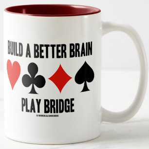 Build A Better Brain Play Bridge (Card Suits) Two-Tone Coffee Mug