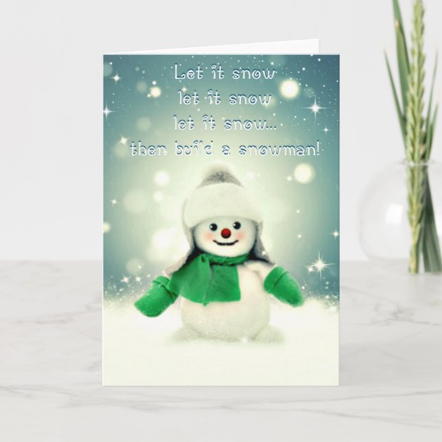 Build a Snowman Christmas Holiday Card (Front)