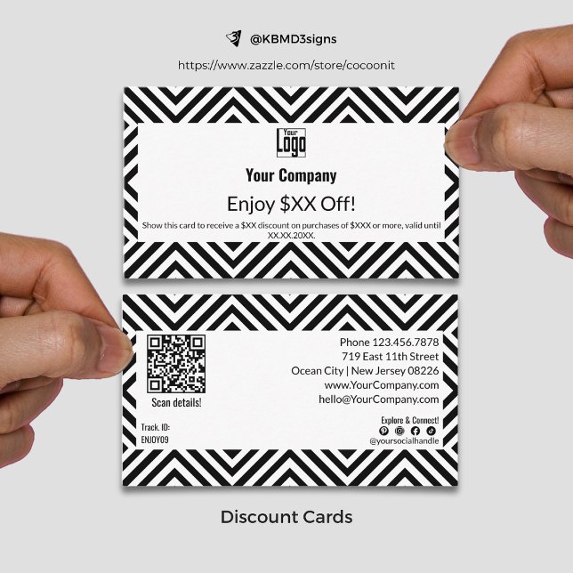 Build Brand Loyalty with Modern Black White $XX Discount Card (Build Brand Loyalty with Modern Black White $XX Discount Card)