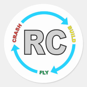 Build Crash Fly RC Classic Round Sticker