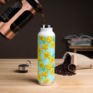 Build me up buttercup illustrated yellow flowers water bottle