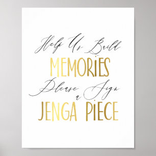 build memories, sign a Jenga piece wedding sign