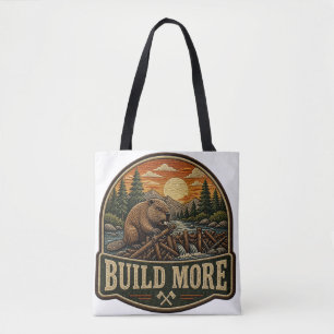 Build More Beaver Outdoor Embroidered Patch Tote Bag