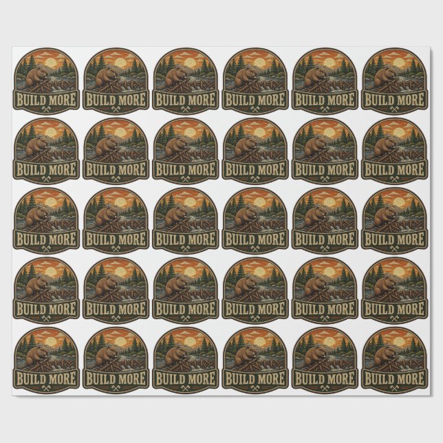 Build More Beaver Outdoor Embroidered Patch Wrapping Paper (Flat)