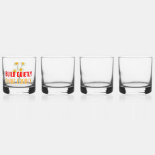 Build Quietly Shine Loudly – Motivational Success Whiskey Glass