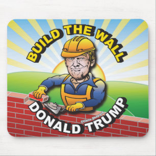 BUILD THE WALL DONALD TRUMP BRICK LAYER MASON USA MOUSE PAD