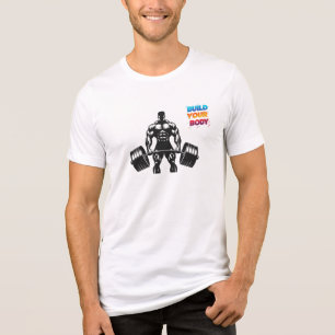 "Build Your Body" – Bold White Men’s Fitness Tee" Tri-Blend Shirt